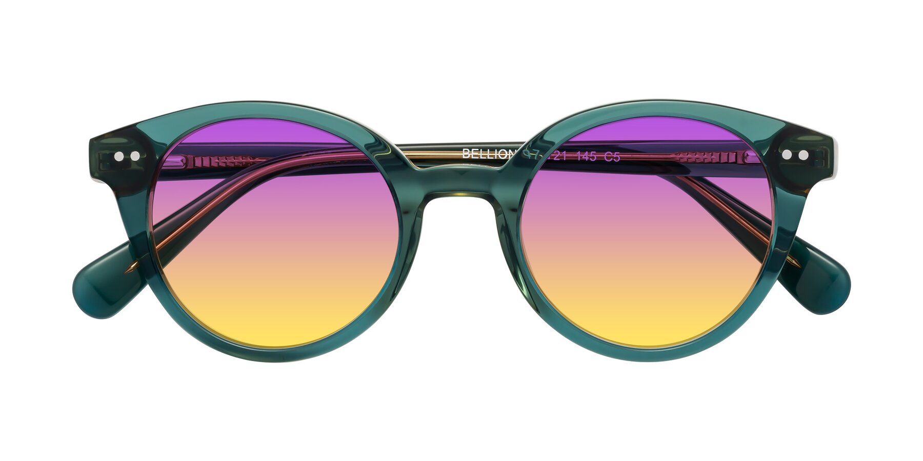 Folded Front of Bellion in Transparent Green with Purple / Yellow Gradient Lenses