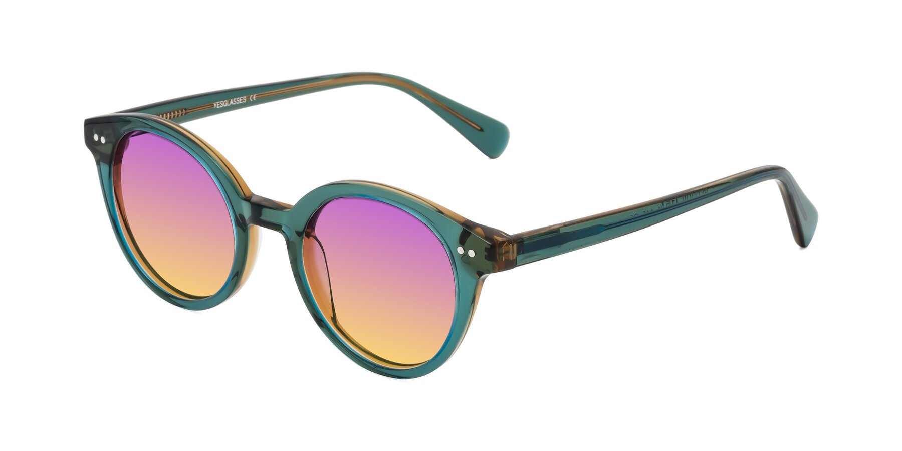 Angle of Bellion in Transparent Green with Purple / Yellow Gradient Lenses