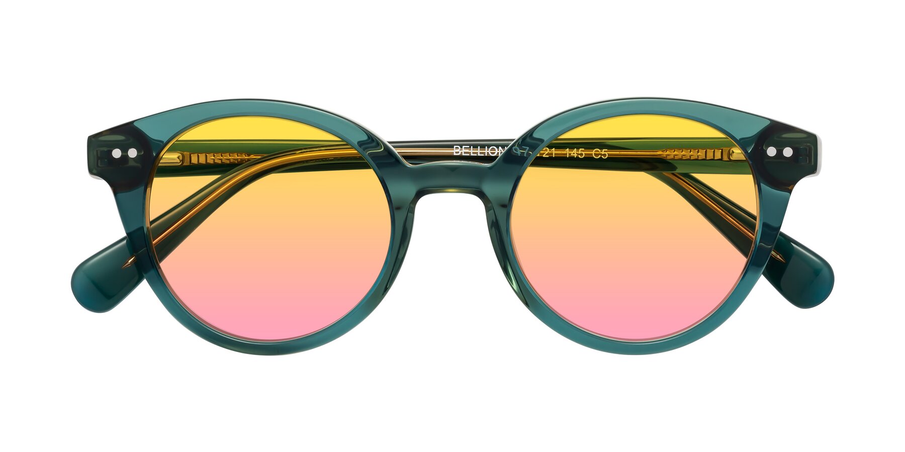 Folded Front of Bellion in Transparent Green with Yellow / Pink Gradient Lenses