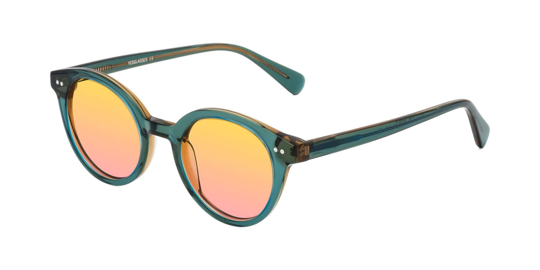 Angle of Bellion in Transparent Green with Yellow / Pink Gradient Lenses