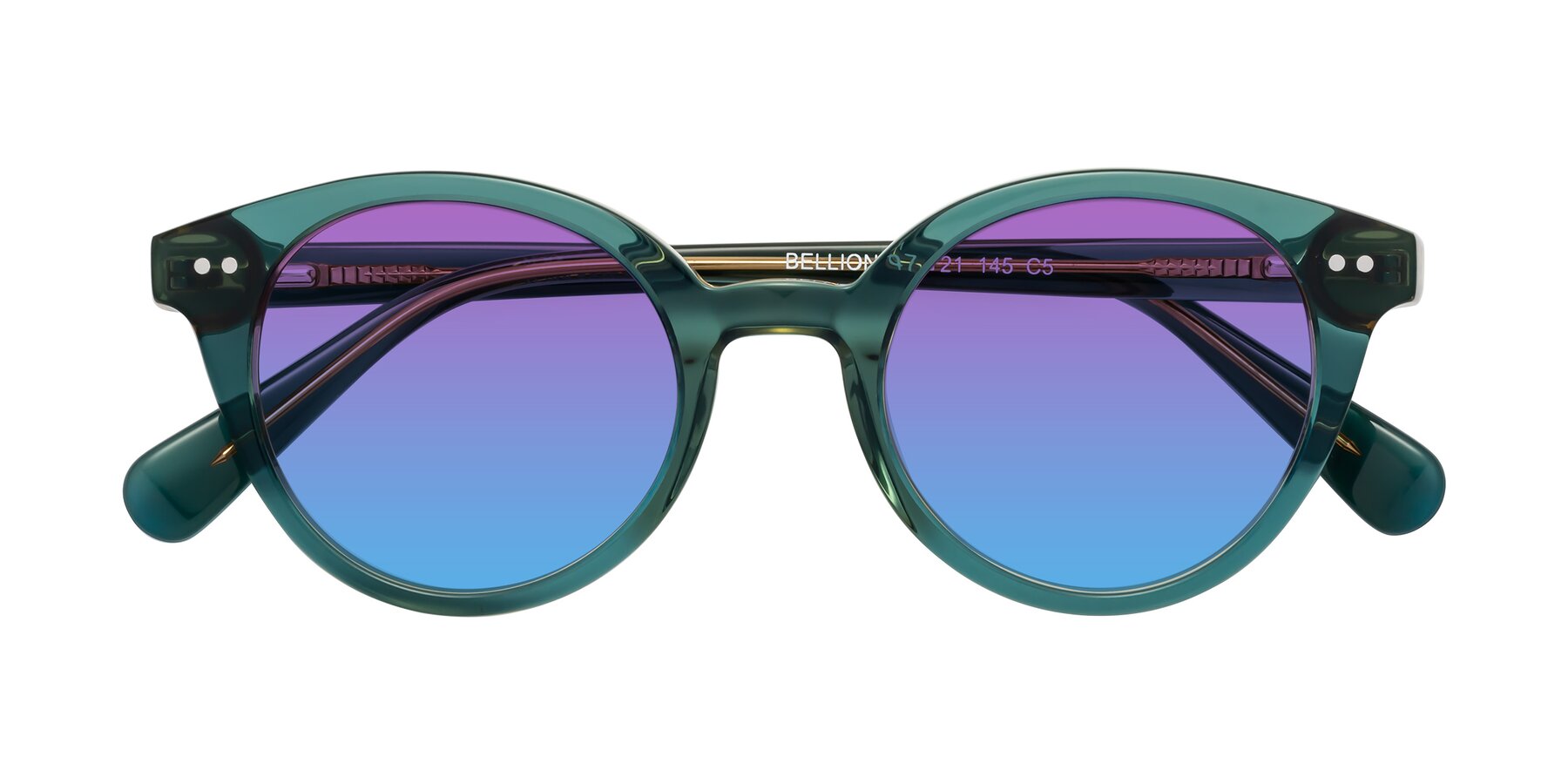 Folded Front of Bellion in Transparent Green with Purple / Blue Gradient Lenses