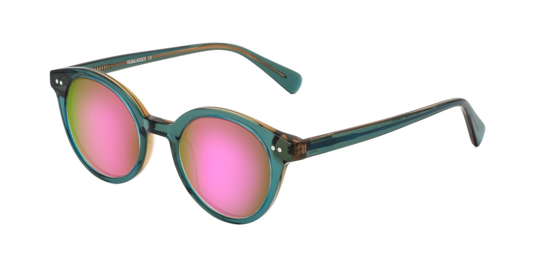 Angle of Bellion in Transparent Green with Pink Mirrored Lenses