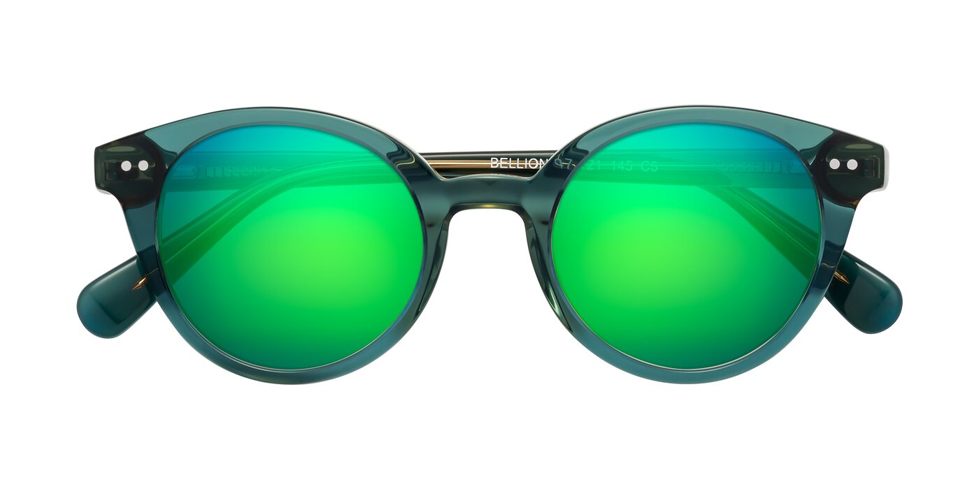 Bellion - Transparent Green Flash Mirrored Sunglasses