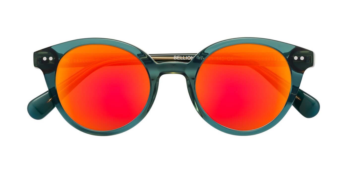 Bellion - Transparent Green Flash Mirrored Sunglasses