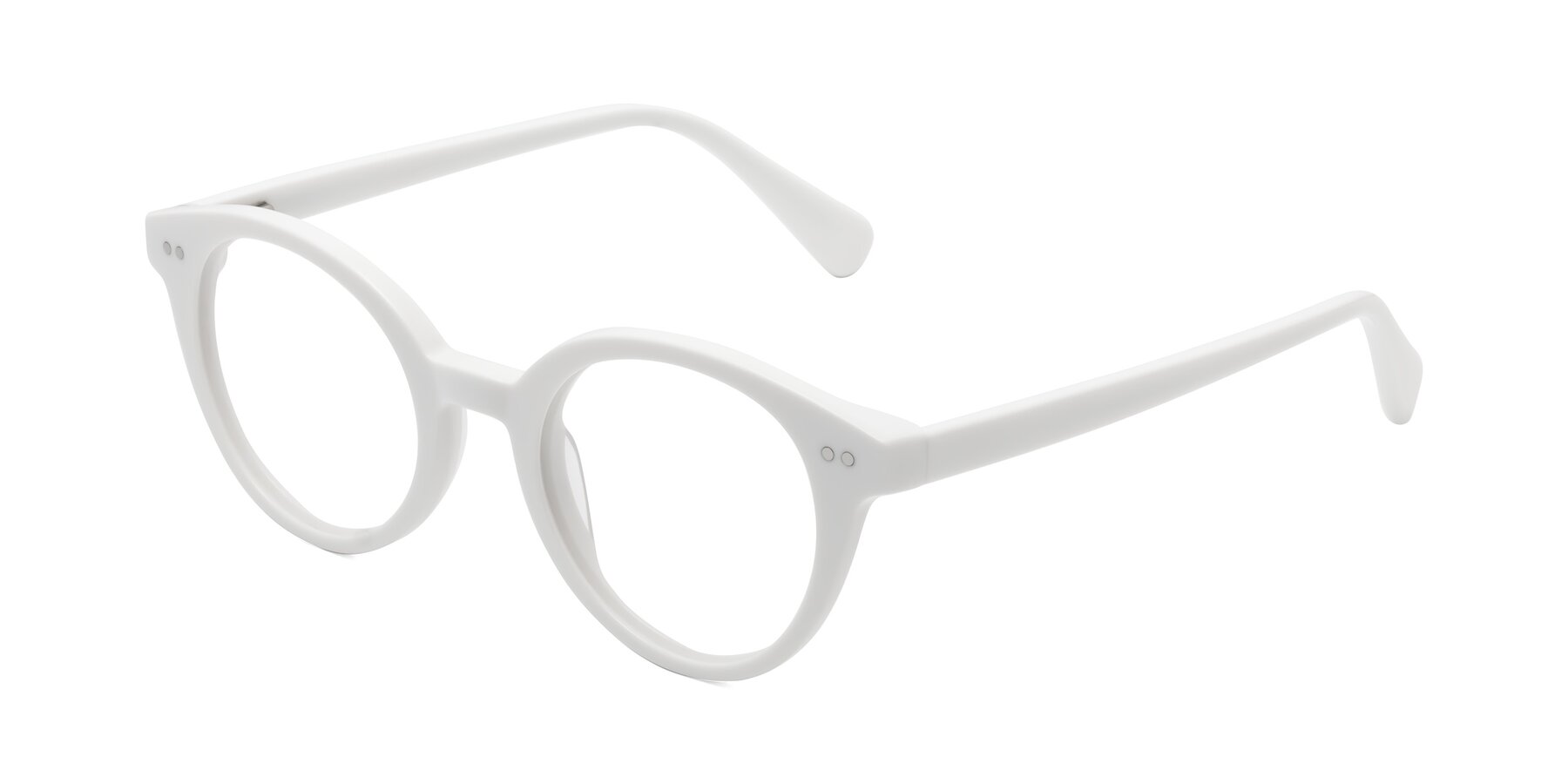 Angle of Bellion in White with Clear Eyeglass Lenses