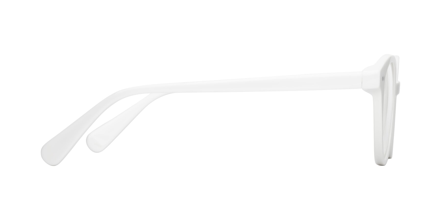 Side of Bellion in White with Clear Eyeglass Lenses