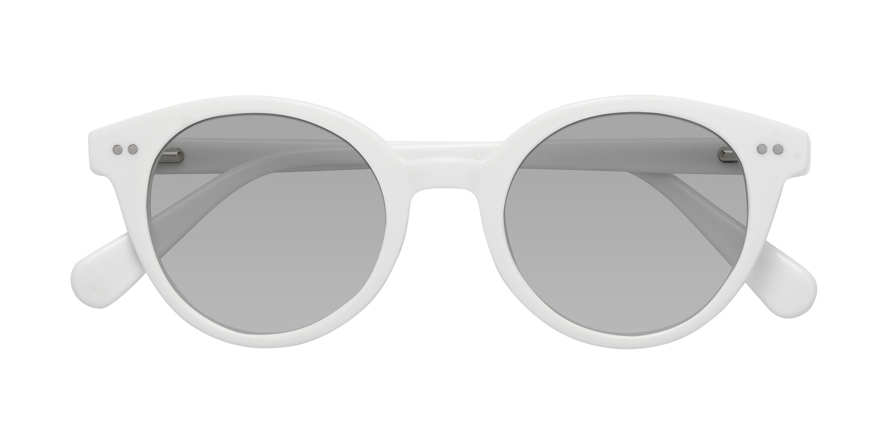 Folded Front of Bellion in White with Light Gray Tinted Lenses