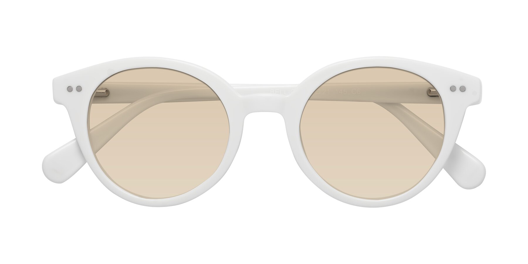 Folded Front of Bellion in White with Light Brown Tinted Lenses