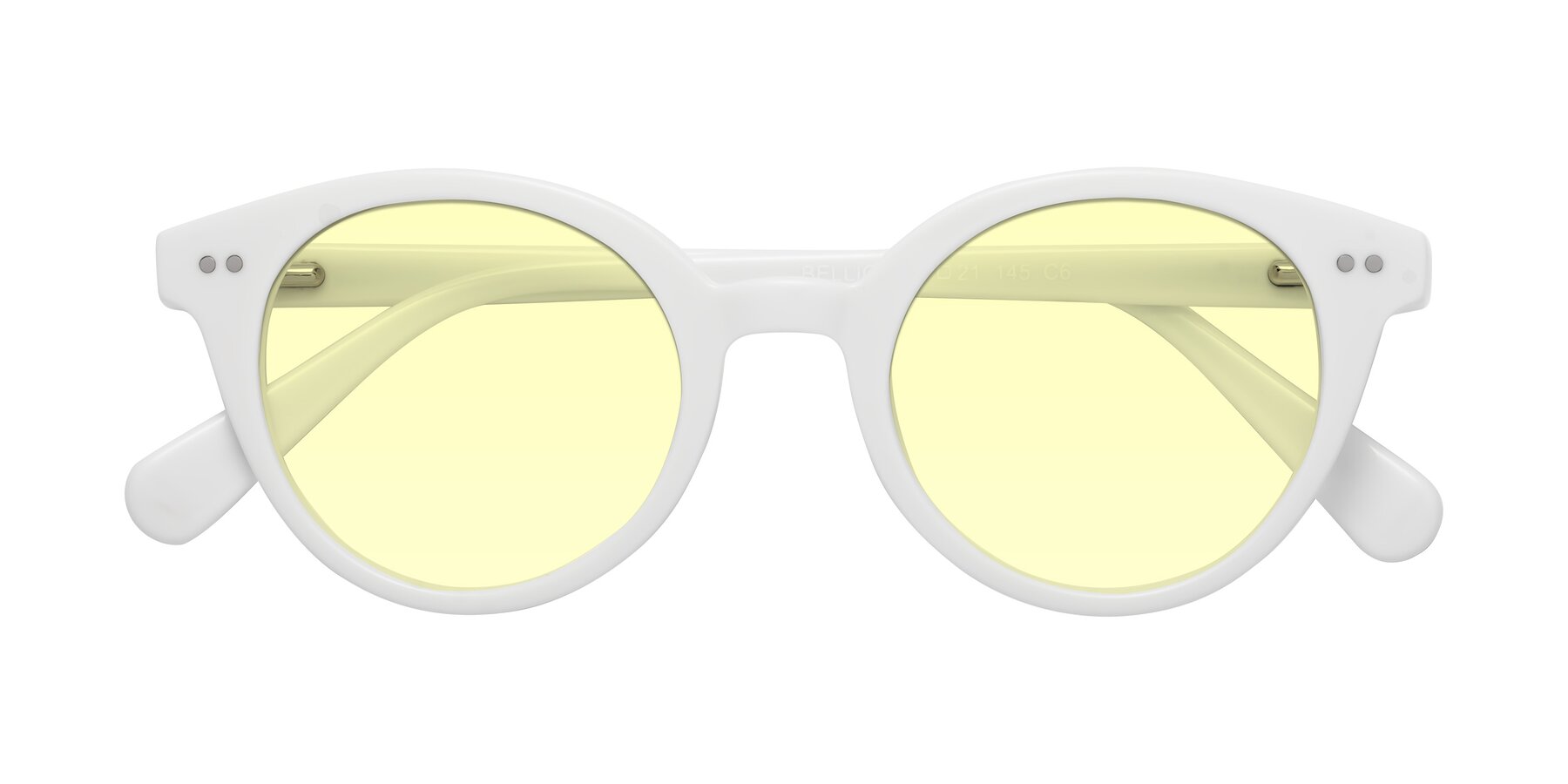 Folded Front of Bellion in White with Light Yellow Tinted Lenses