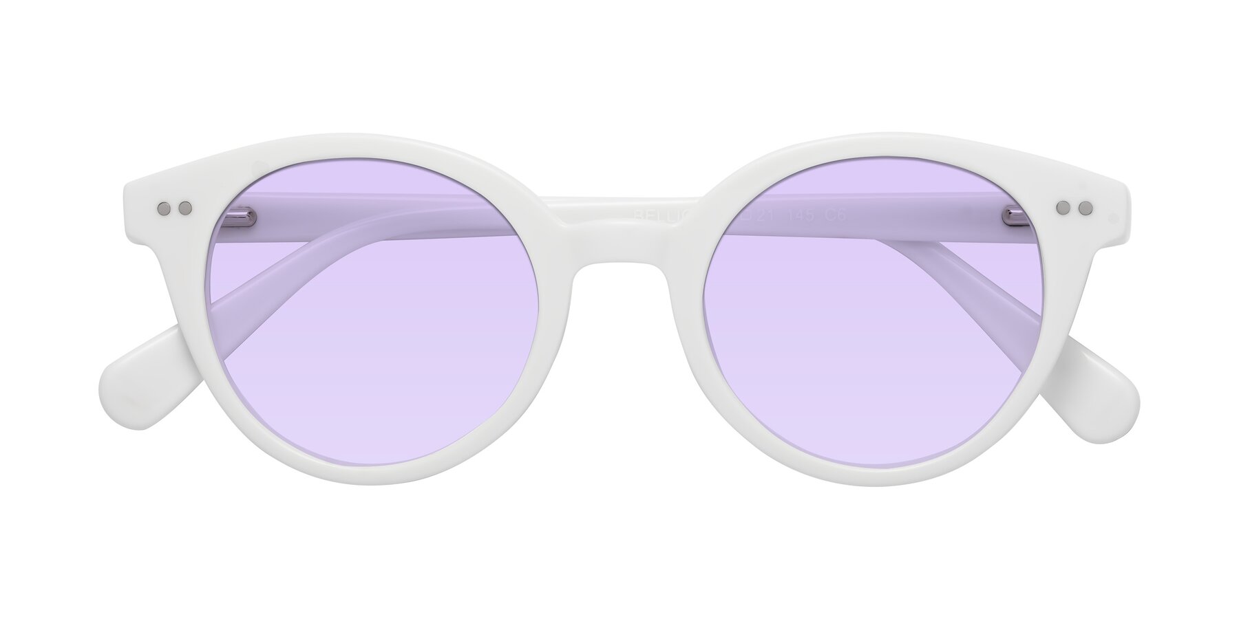 Folded Front of Bellion in White with Light Purple Tinted Lenses