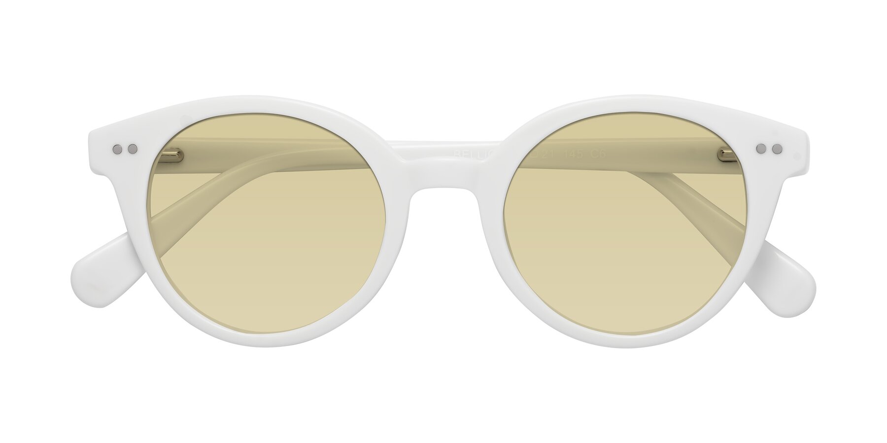 Folded Front of Bellion in White with Light Champagne Tinted Lenses