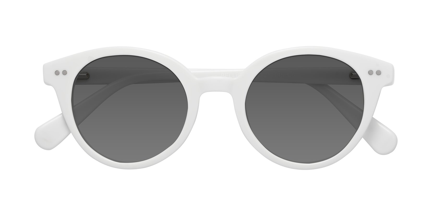 Folded Front of Bellion in White with Medium Gray Tinted Lenses