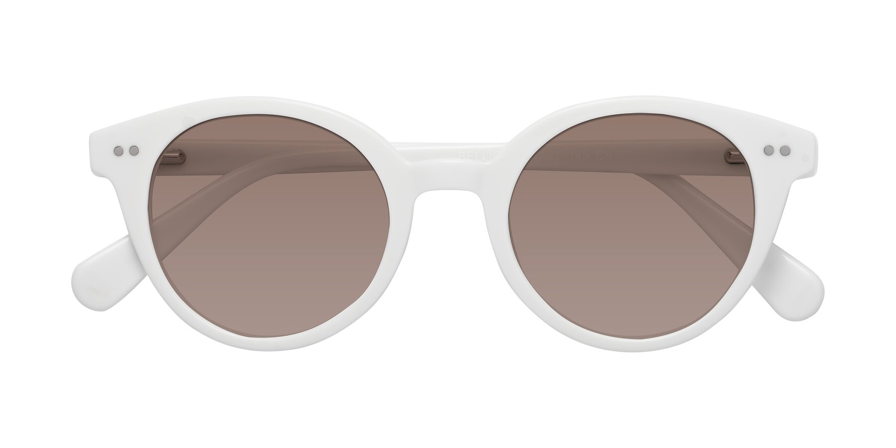 Folded Front of Bellion in White with Medium Brown Tinted Lenses