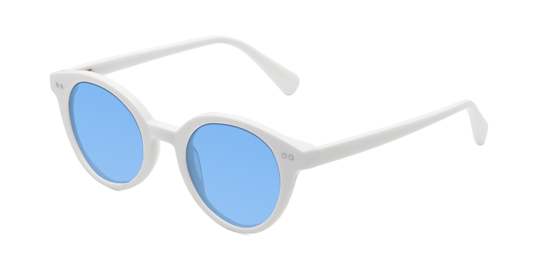 Angle of Bellion in White with Medium Blue Tinted Lenses