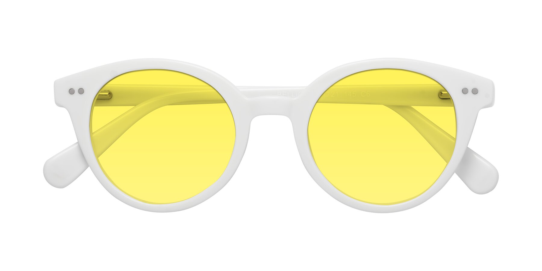 Folded Front of Bellion in White with Medium Yellow Tinted Lenses