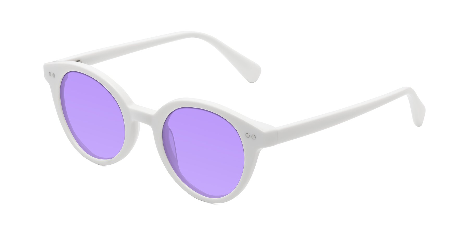 Angle of Bellion in White with Medium Purple Tinted Lenses