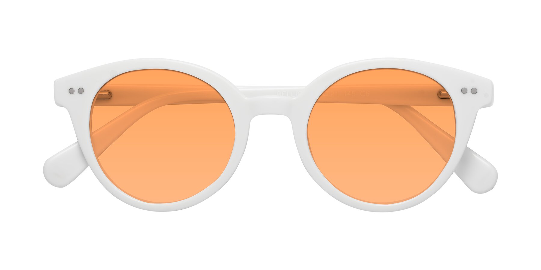 Folded Front of Bellion in White with Medium Orange Tinted Lenses