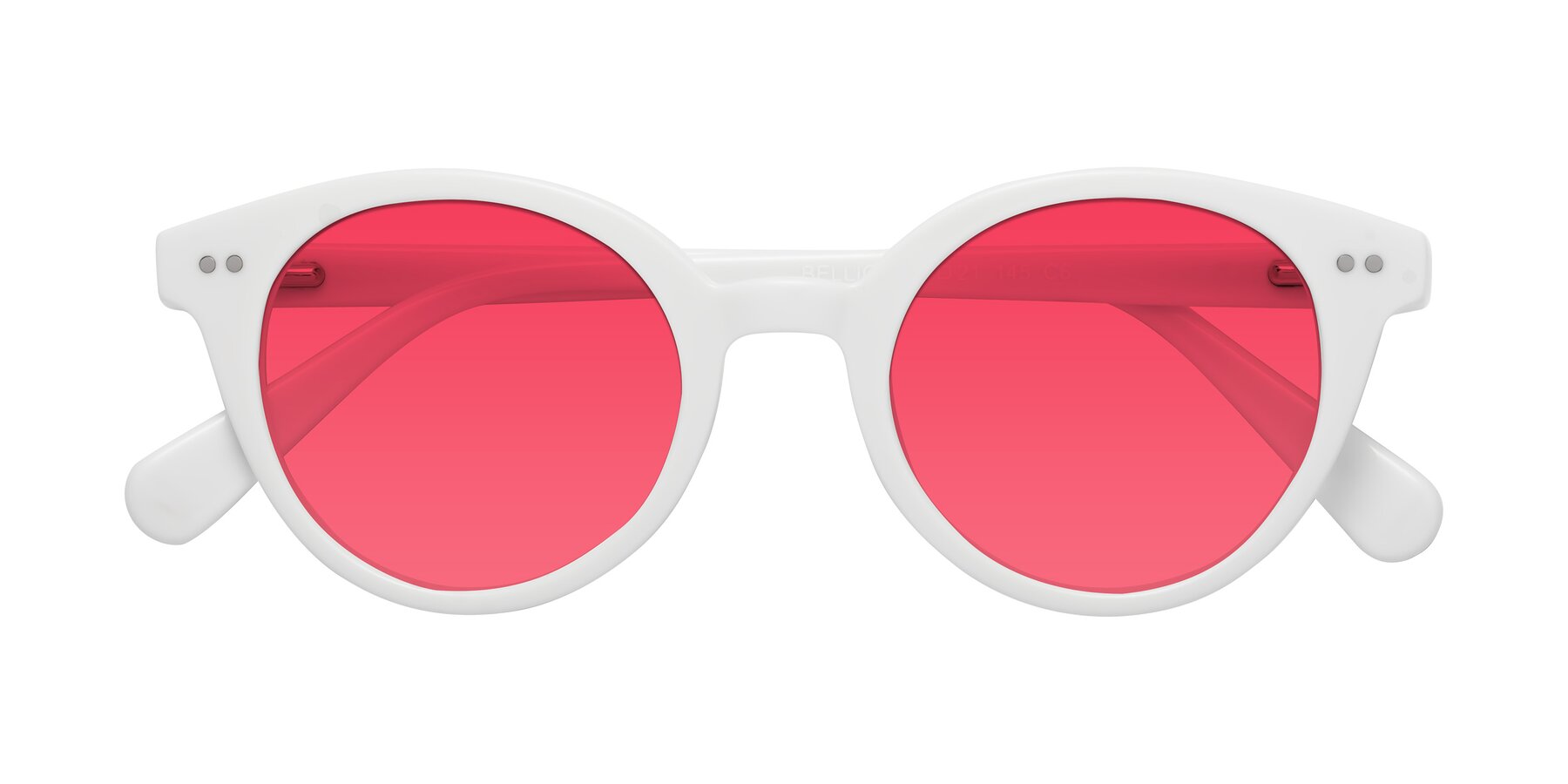 Folded Front of Bellion in White with Red Tinted Lenses