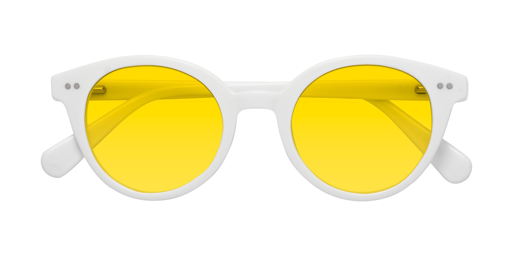 Folded Front of Bellion in White with Yellow Tinted Lenses