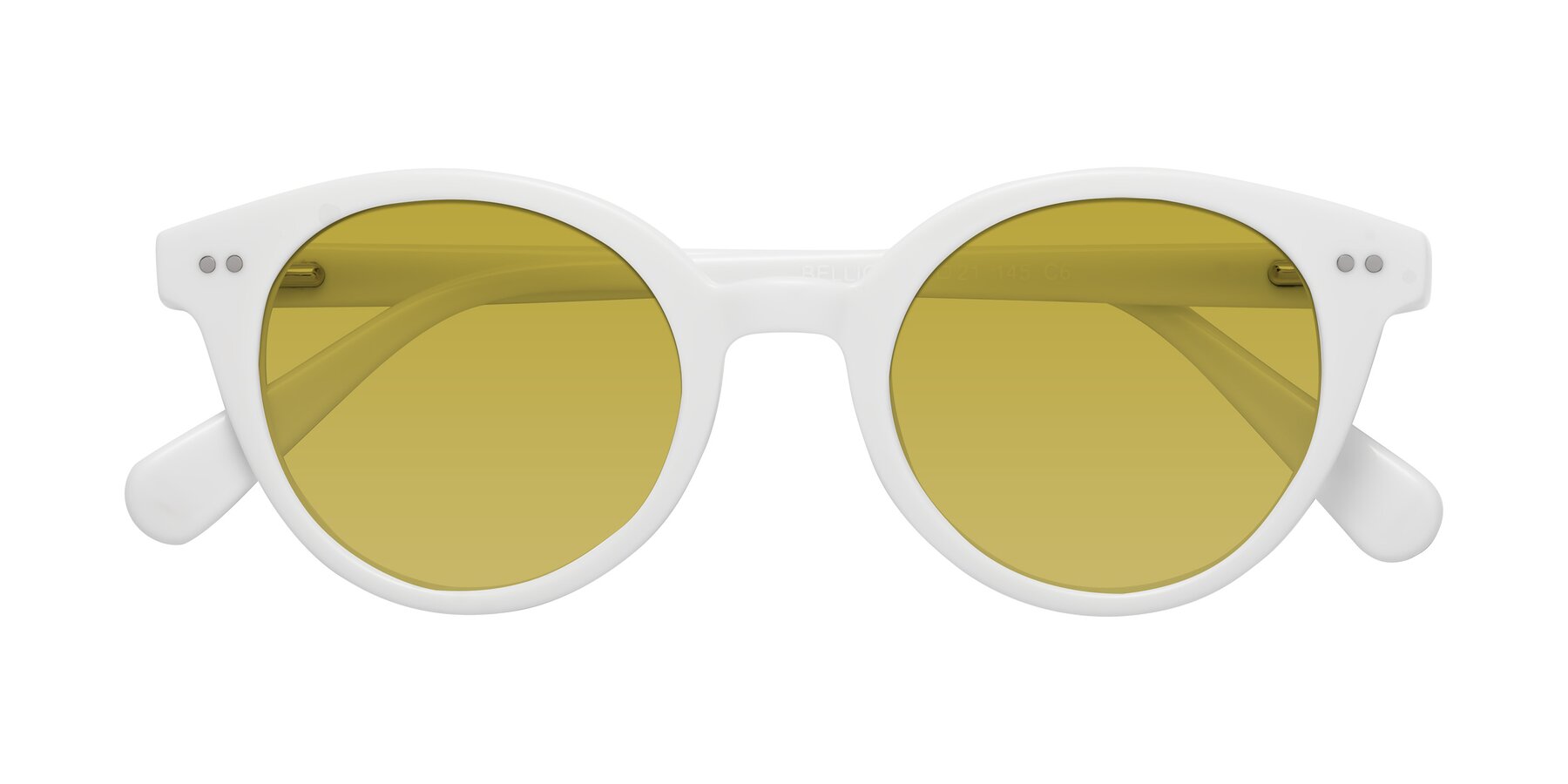 Folded Front of Bellion in White with Champagne Tinted Lenses