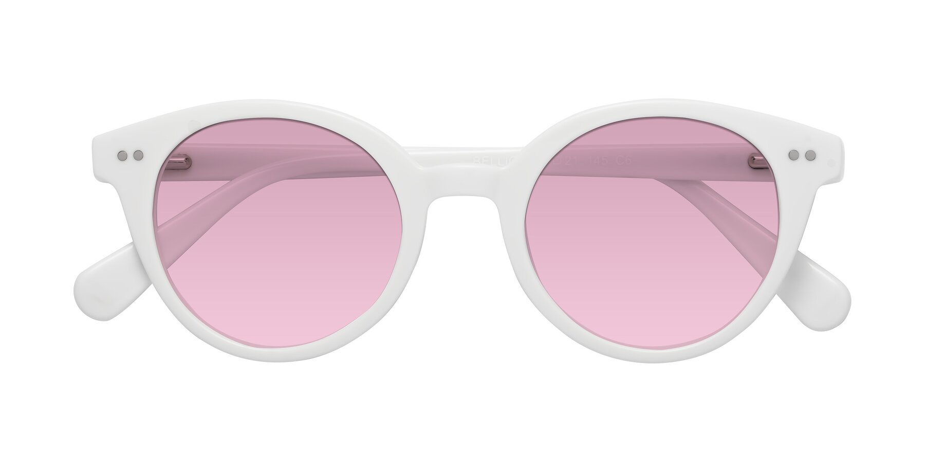 Folded Front of Bellion in White with Light Wine Tinted Lenses