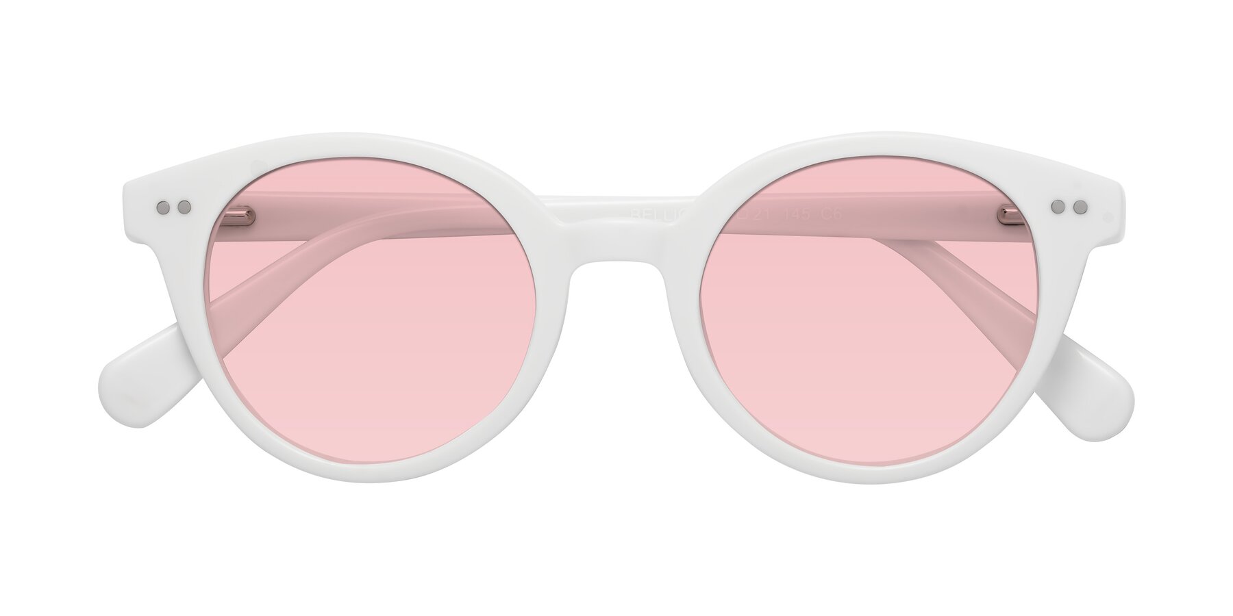 Folded Front of Bellion in White with Light Garnet Tinted Lenses