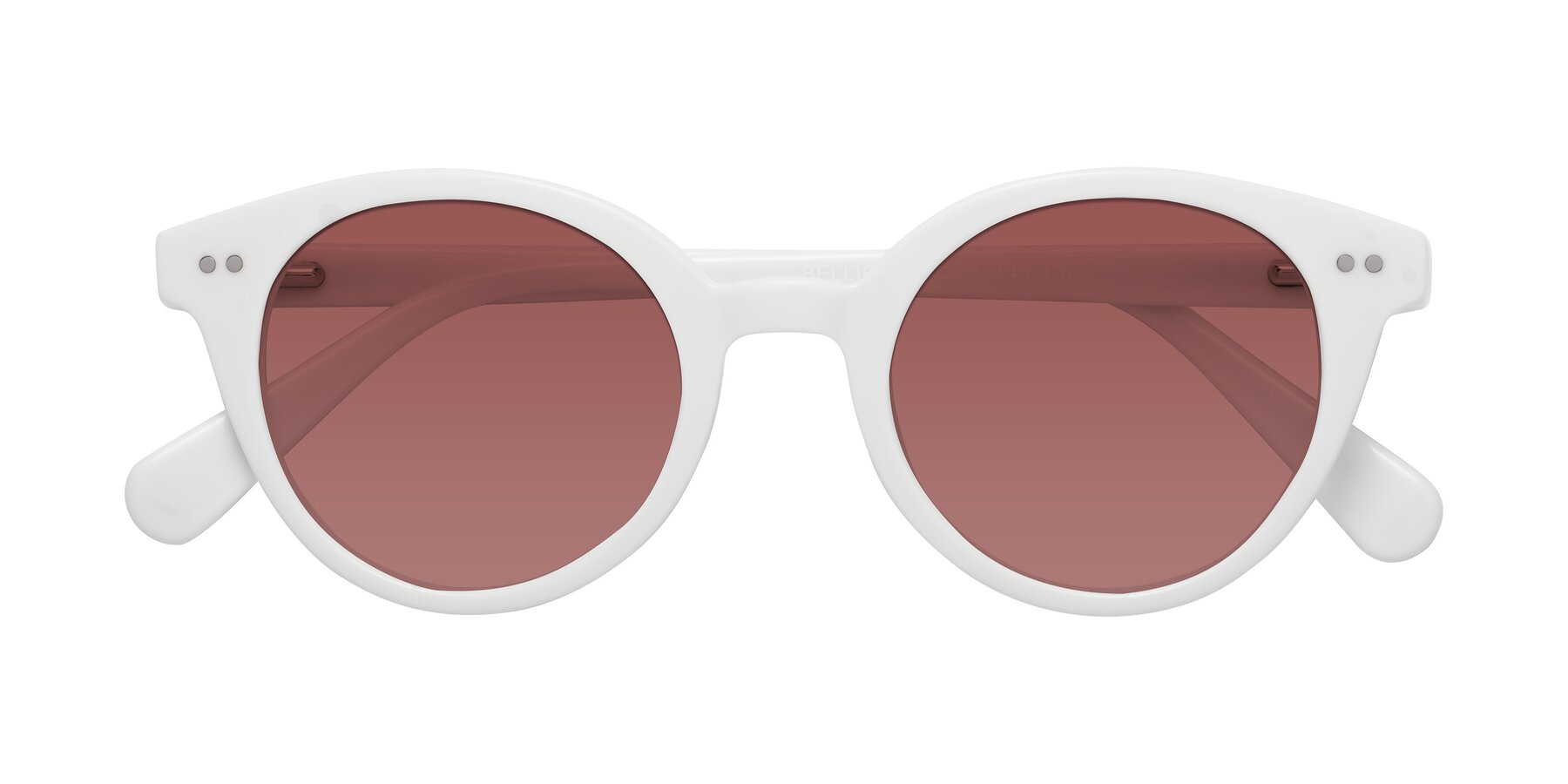 Folded Front of Bellion in White with Garnet Tinted Lenses