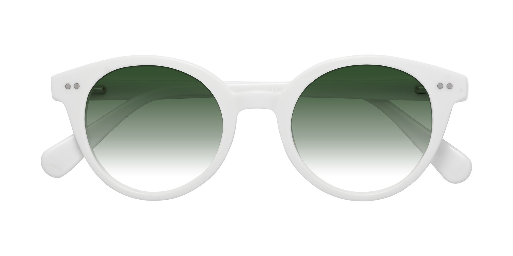 Folded Front of Bellion in White with Green Gradient Lenses