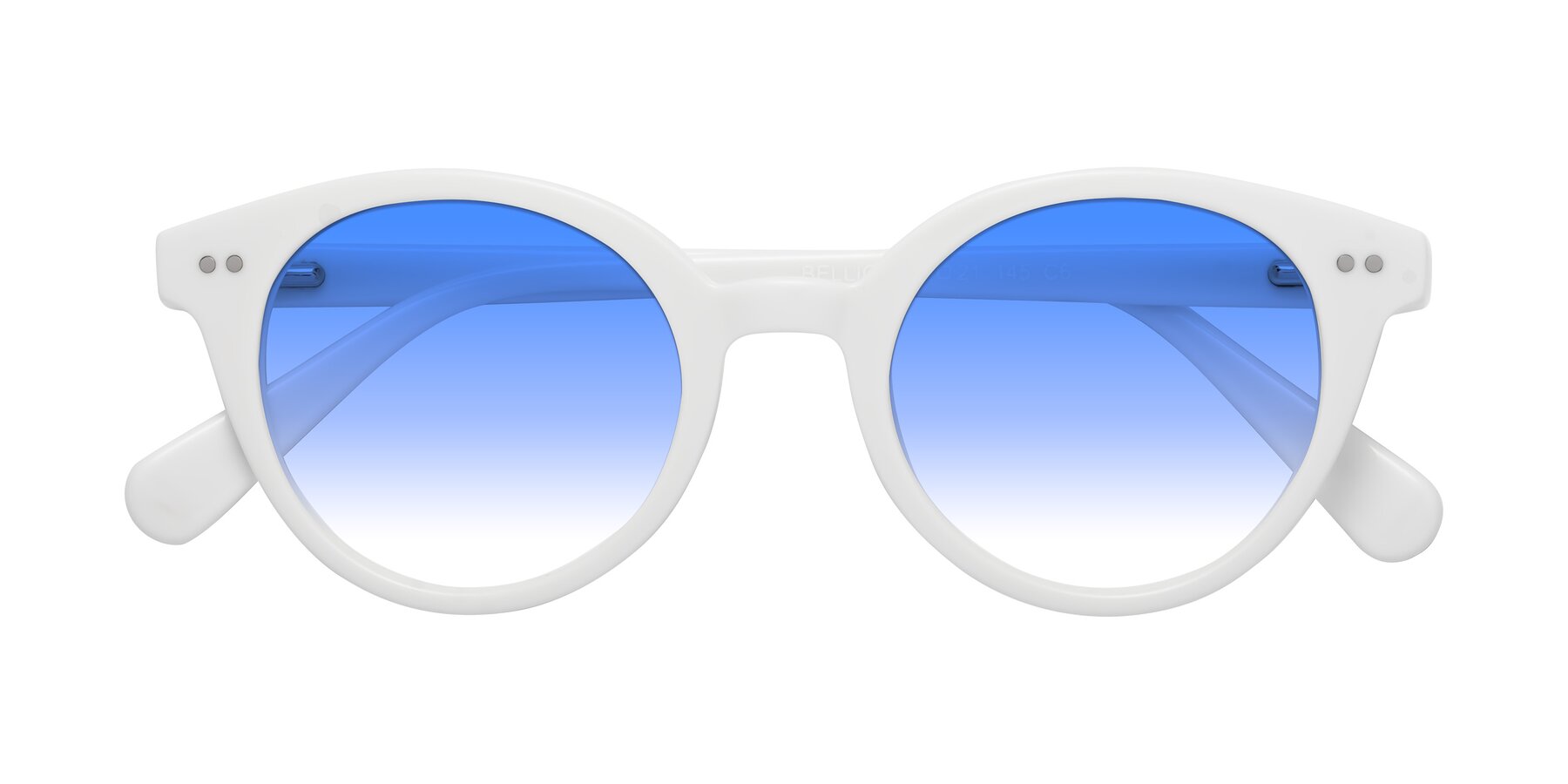 Folded Front of Bellion in White with Blue Gradient Lenses