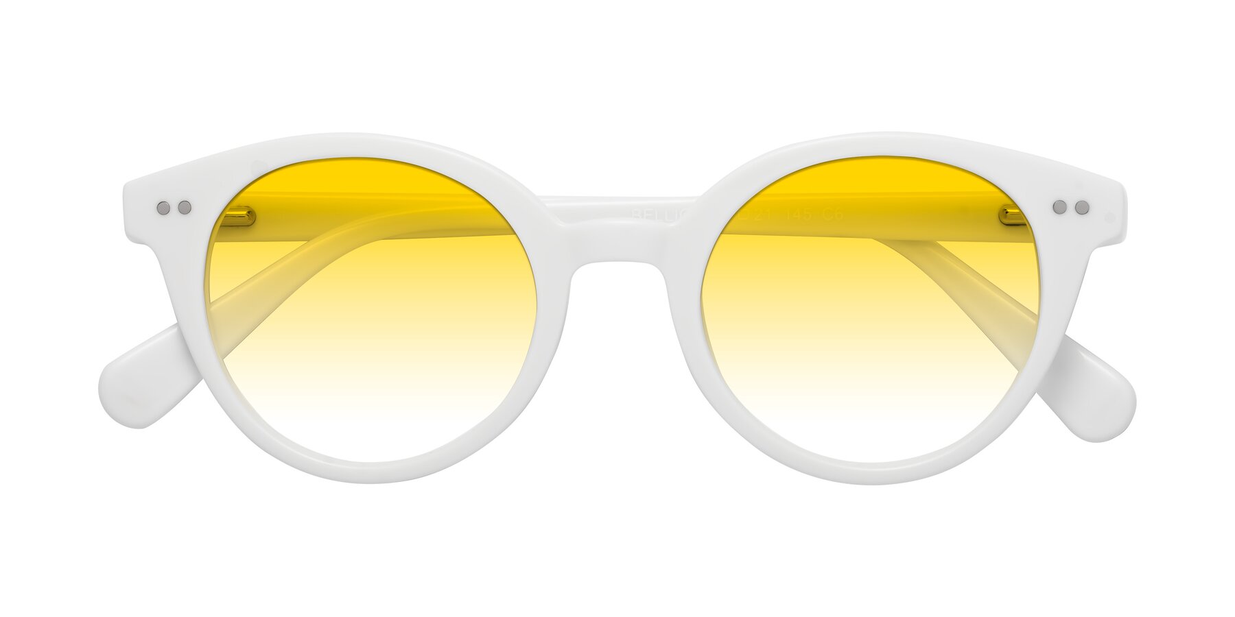 Folded Front of Bellion in White with Yellow Gradient Lenses