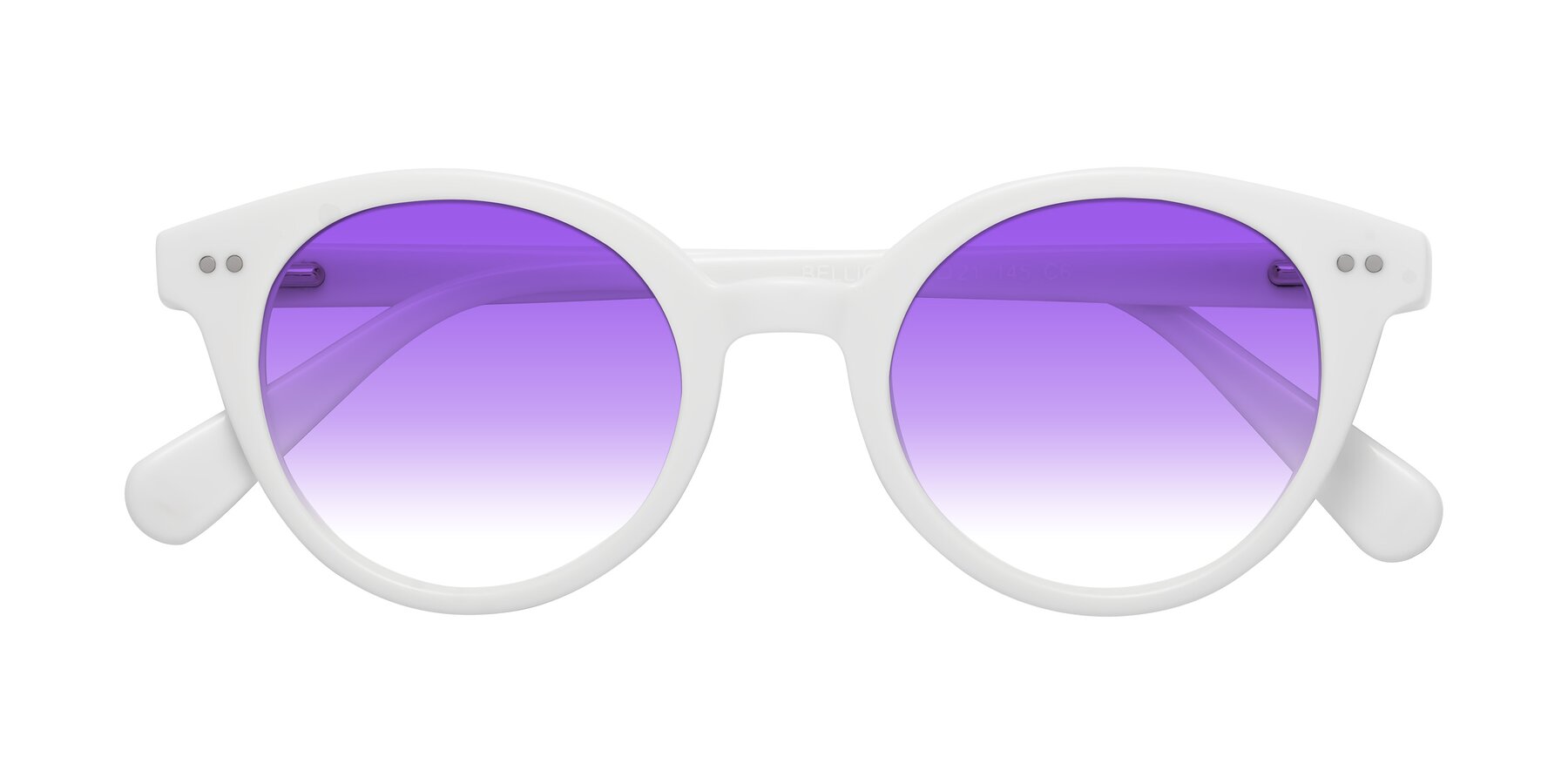 Folded Front of Bellion in White with Purple Gradient Lenses