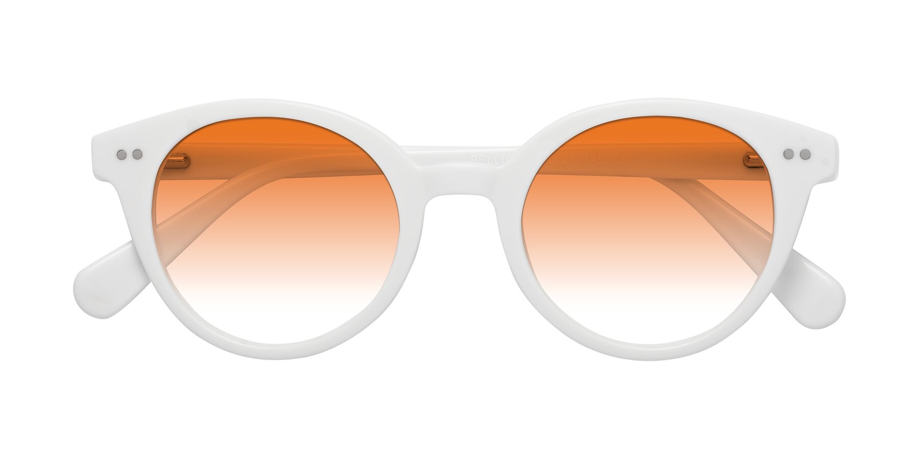 Folded Front of Bellion in White with Orange Gradient Lenses