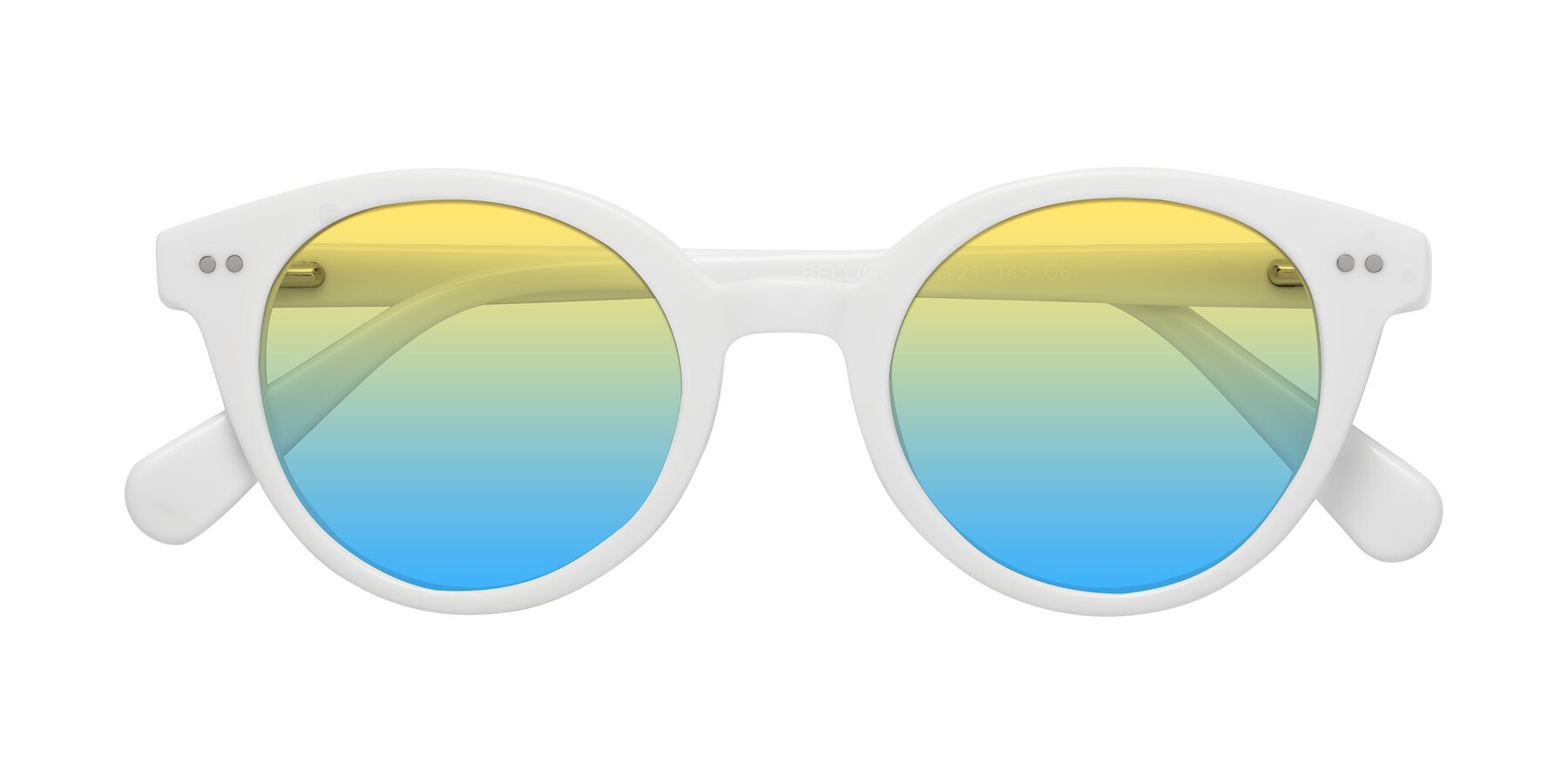 Folded Front of Bellion in White with Yellow / Blue Gradient Lenses