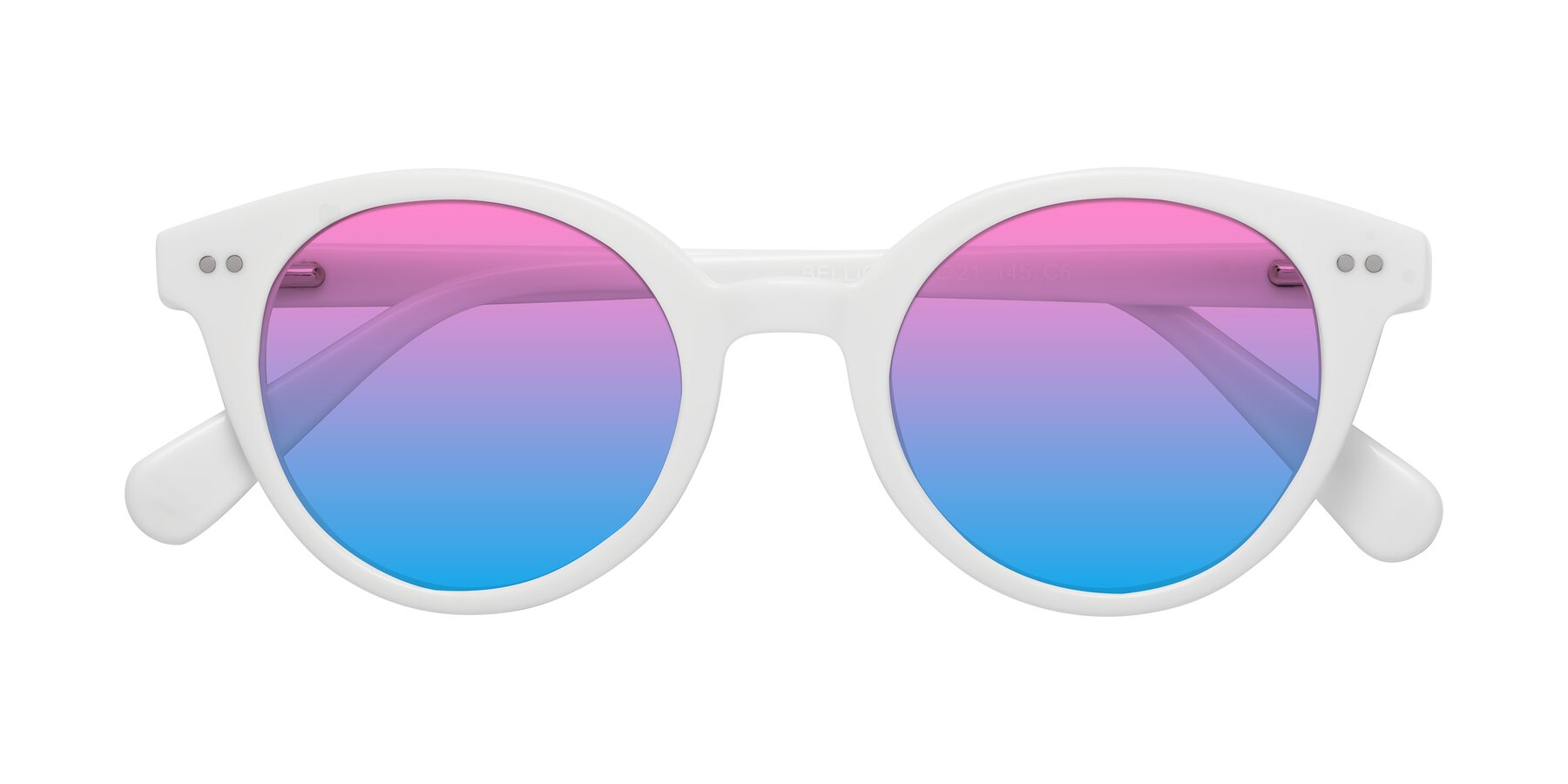 Folded Front of Bellion in White with Pink / Blue Gradient Lenses