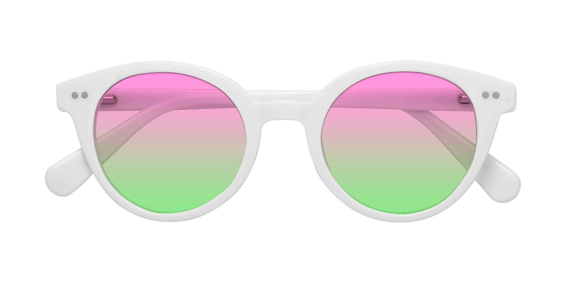 Folded Front of Bellion in White with Pink / Green Gradient Lenses