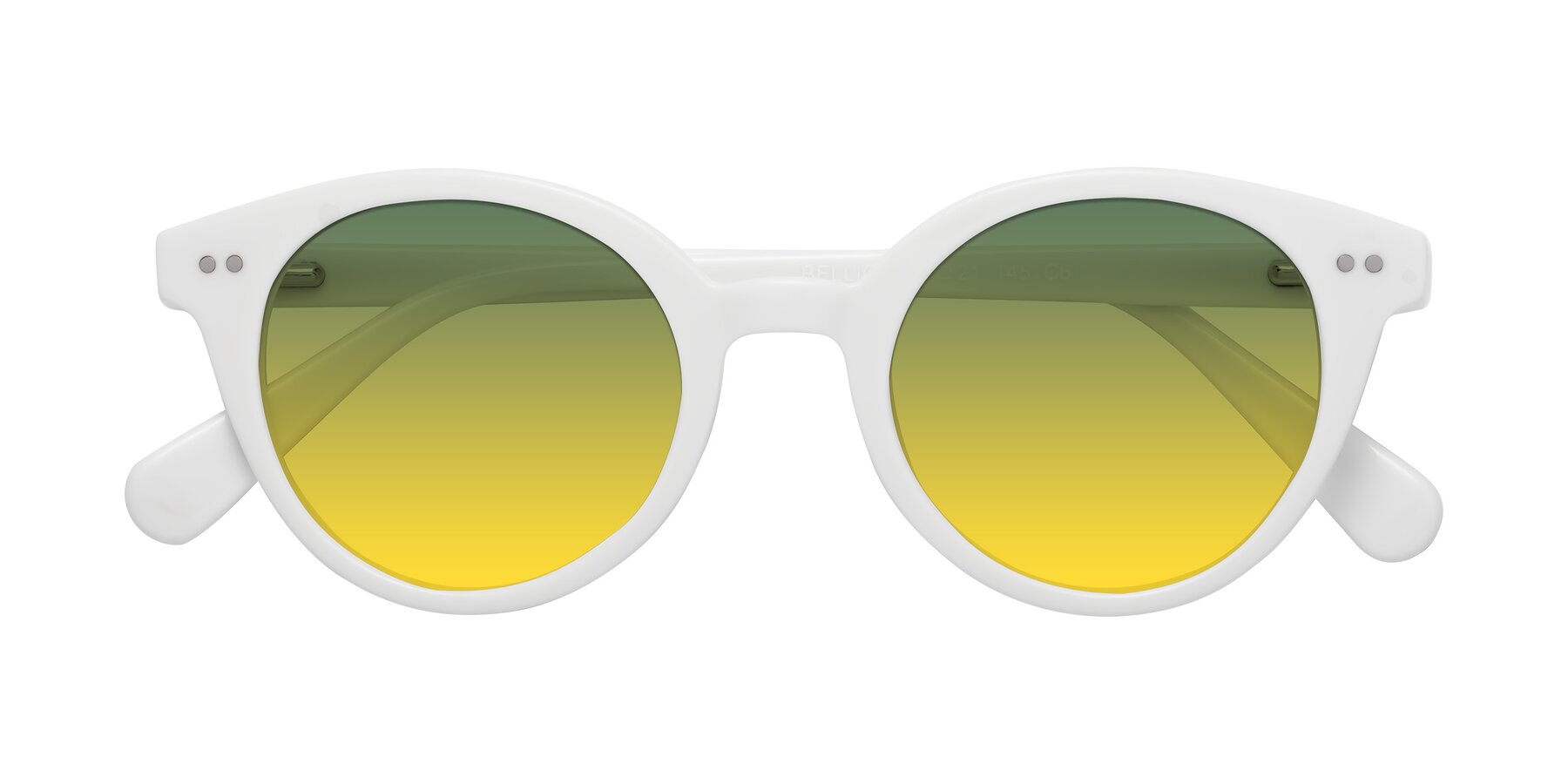 Folded Front of Bellion in White with Green / Yellow Gradient Lenses