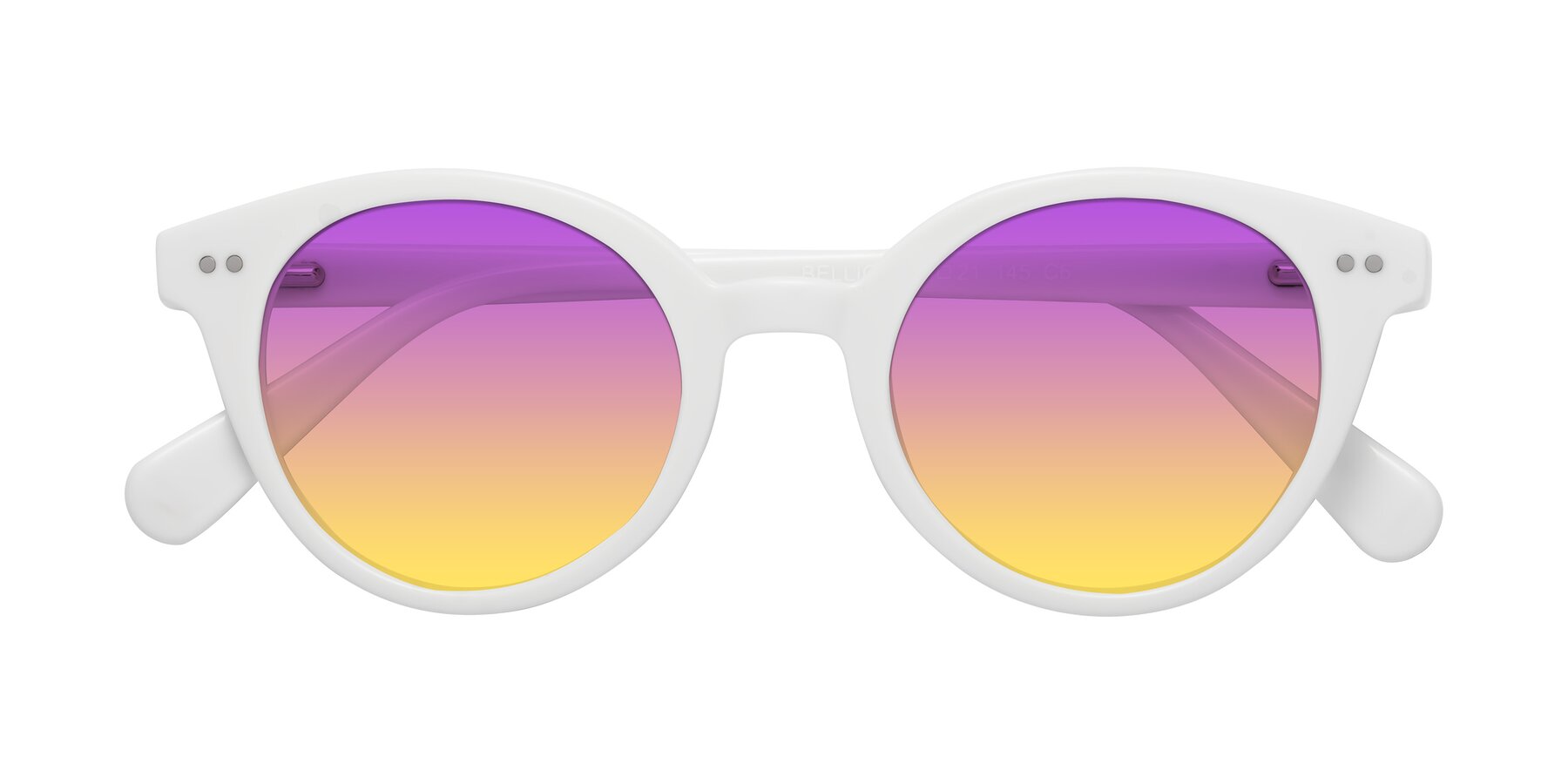 Folded Front of Bellion in White with Purple / Yellow Gradient Lenses