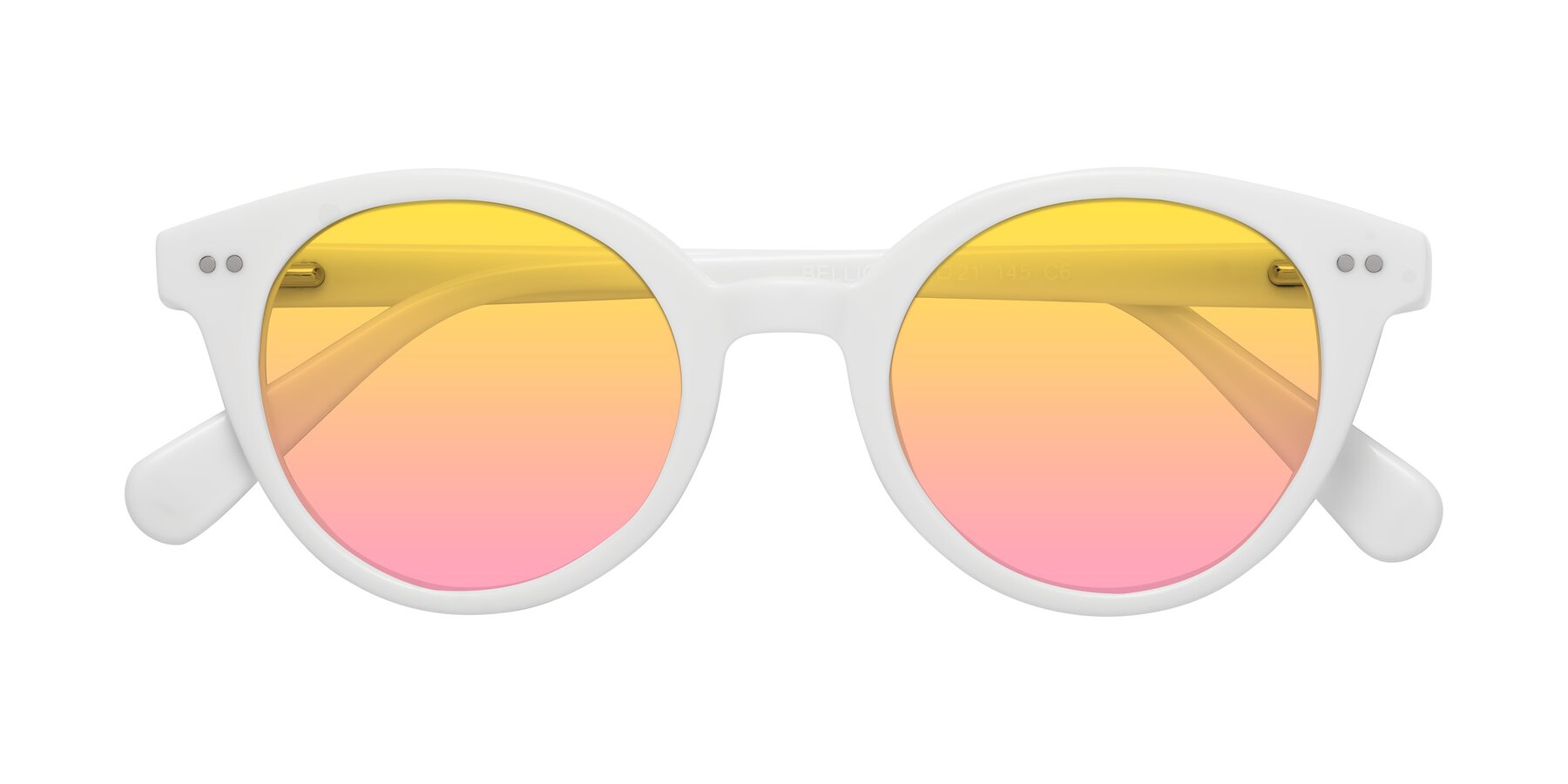 Folded Front of Bellion in White with Yellow / Pink Gradient Lenses