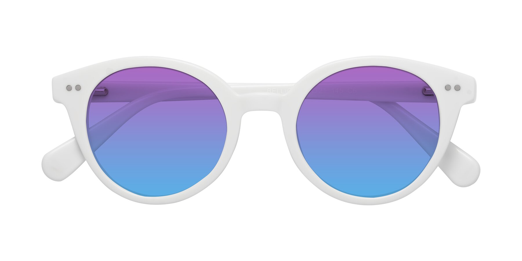 Folded Front of Bellion in White with Purple / Blue Gradient Lenses