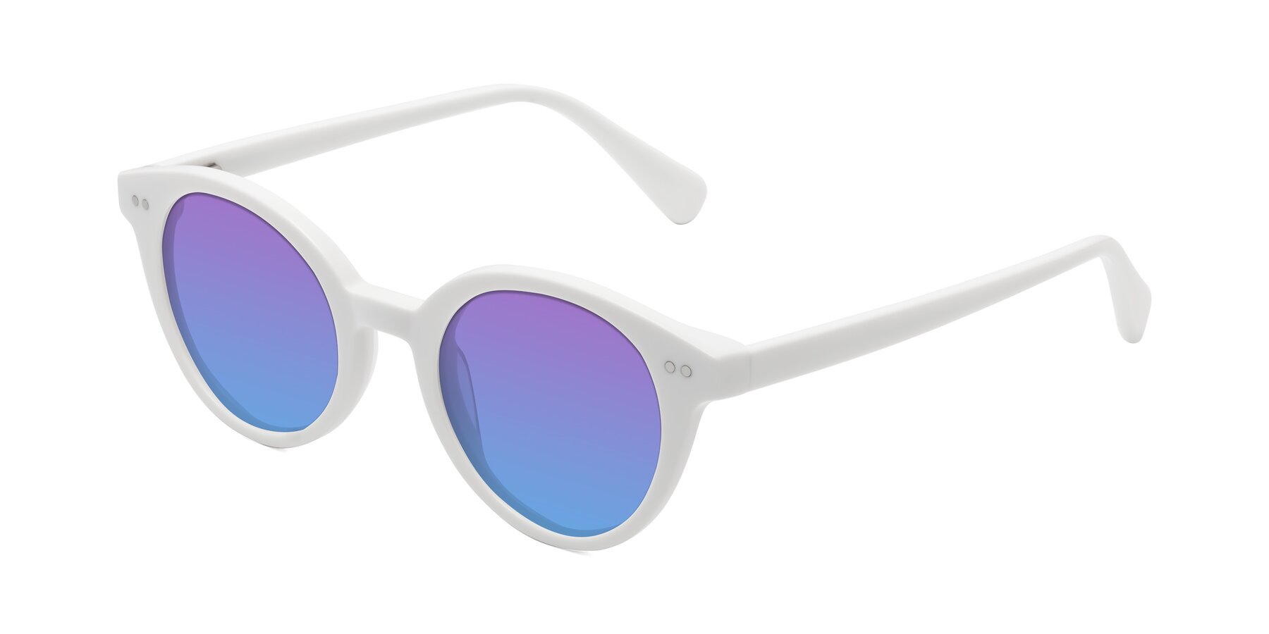 Angle of Bellion in White with Purple / Blue Gradient Lenses