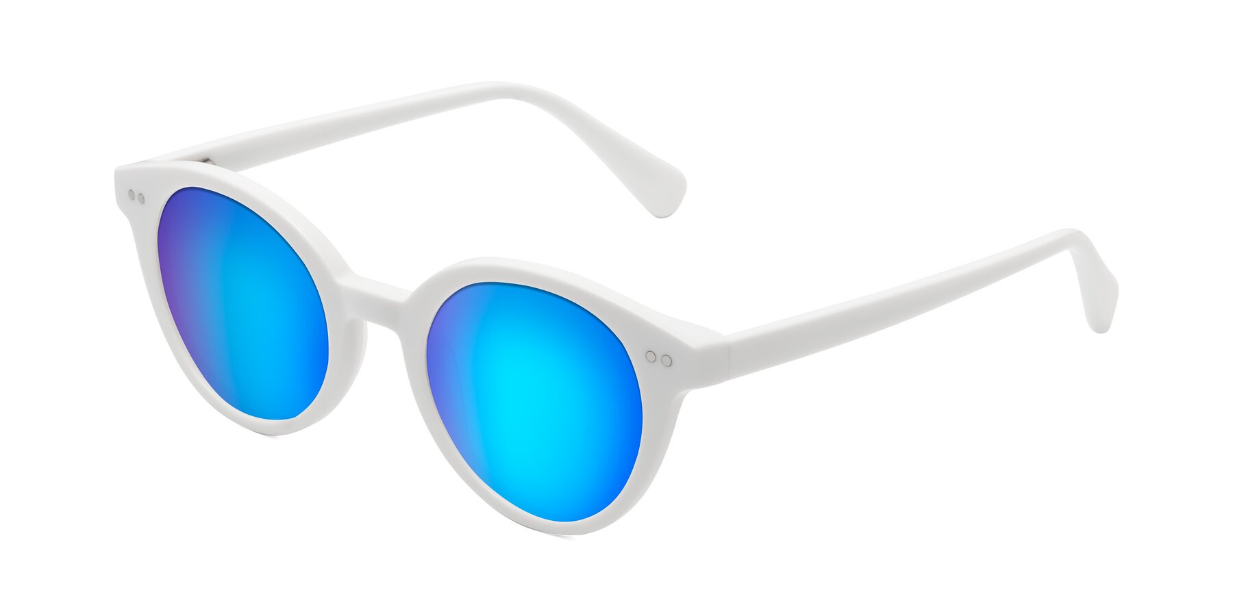 Angle of Bellion in White with Blue Mirrored Lenses