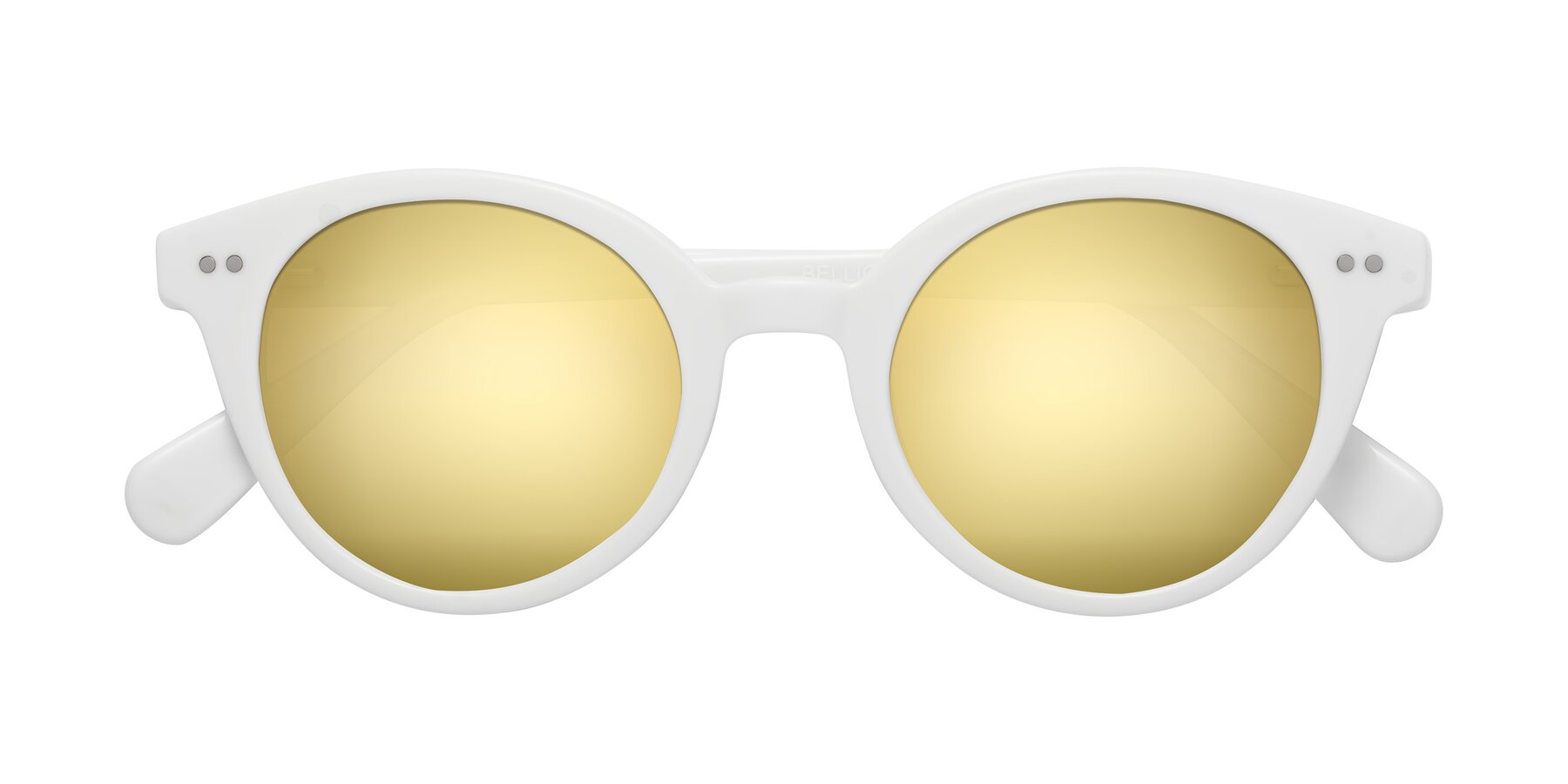 Folded Front of Bellion in White with Gold Mirrored Lenses