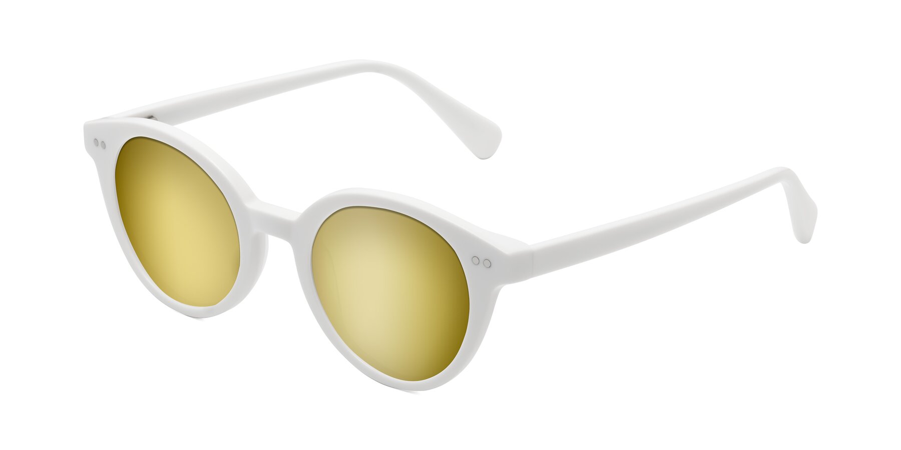 Angle of Bellion in White with Gold Mirrored Lenses