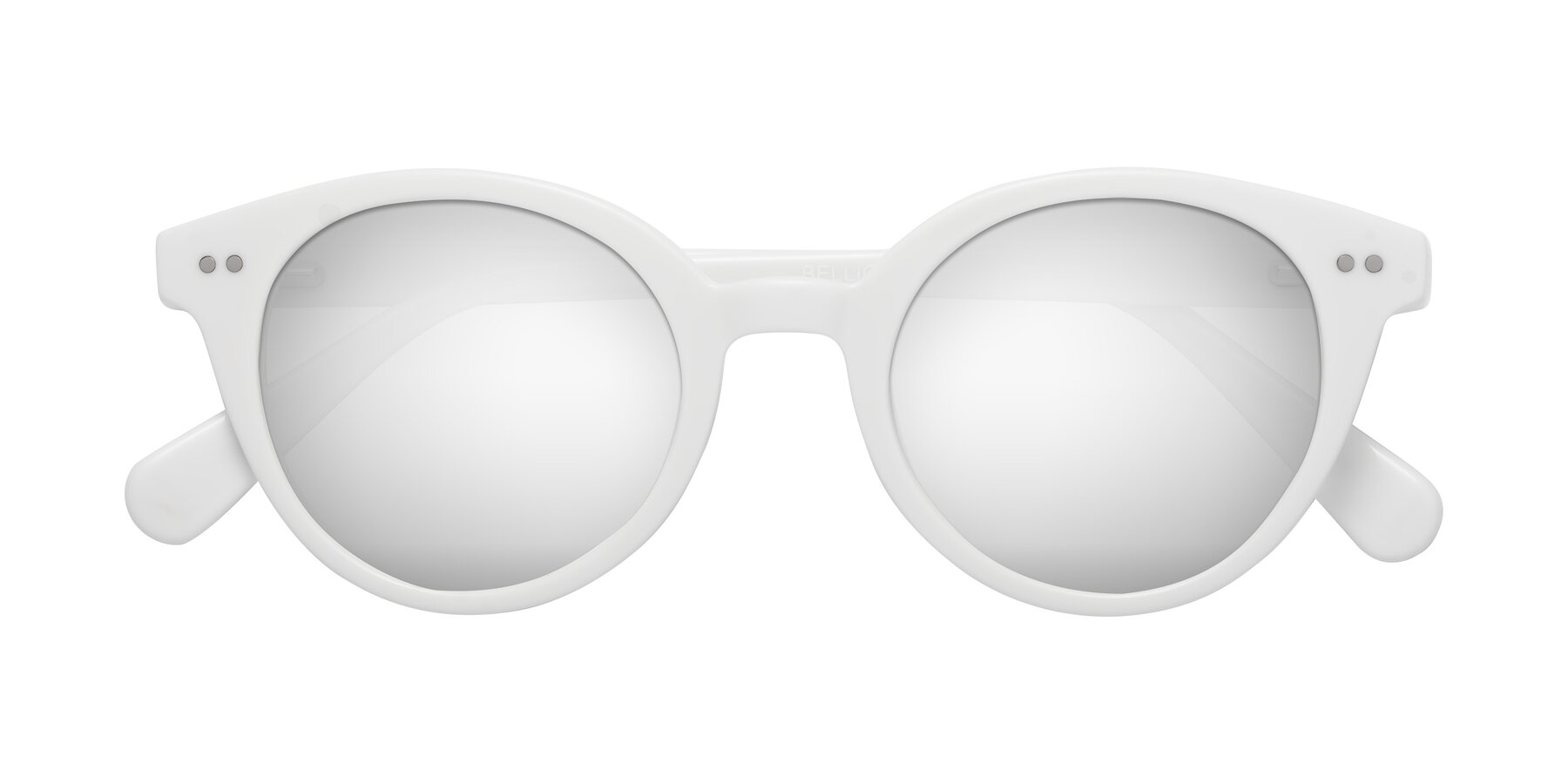 Folded Front of Bellion in White with Silver Mirrored Lenses