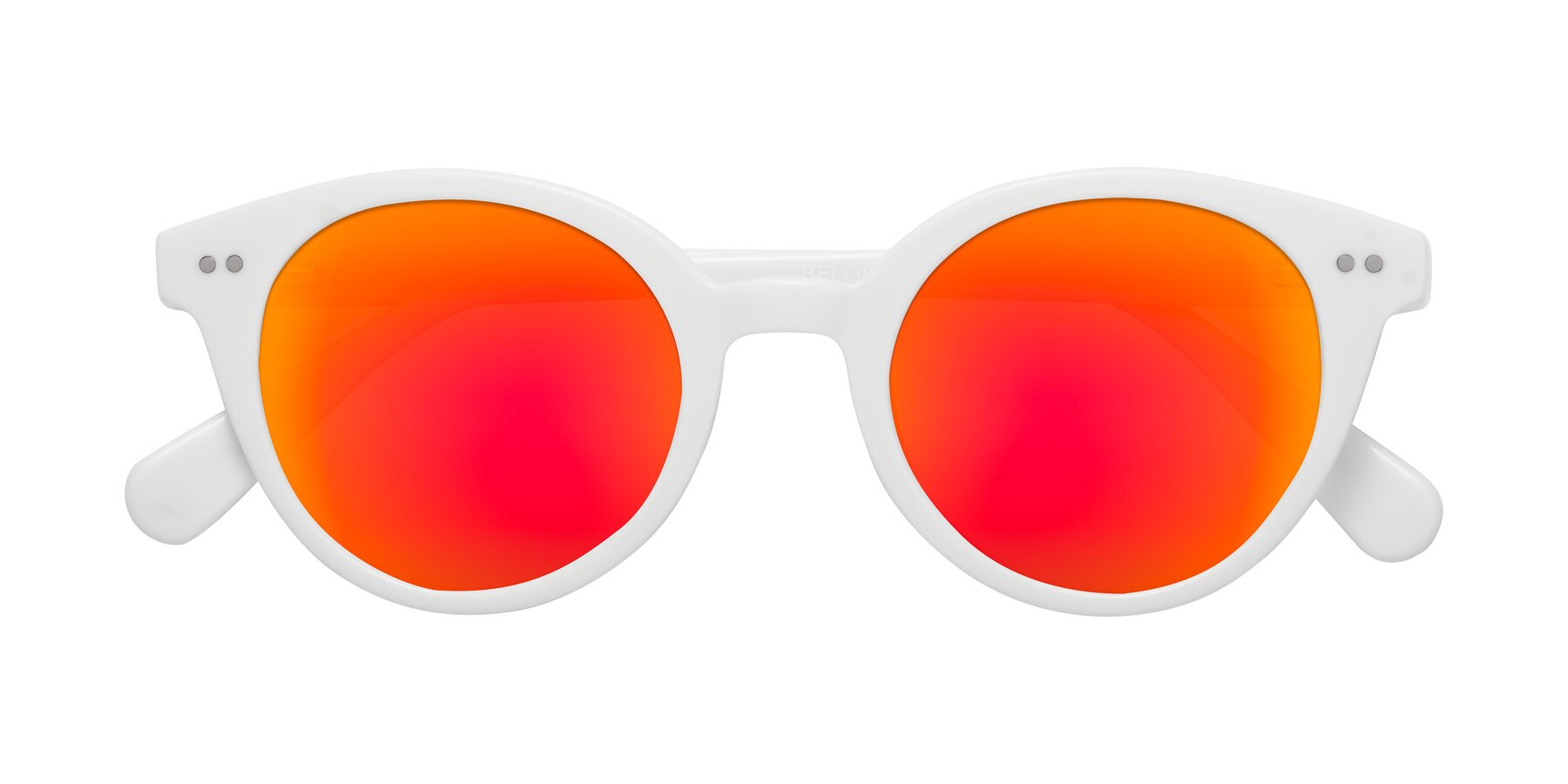 Folded Front of Bellion in White with Red Gold Mirrored Lenses