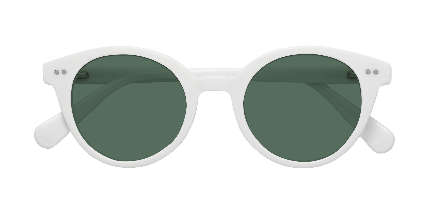 Folded Front of Bellion in White with Green Polarized Lenses