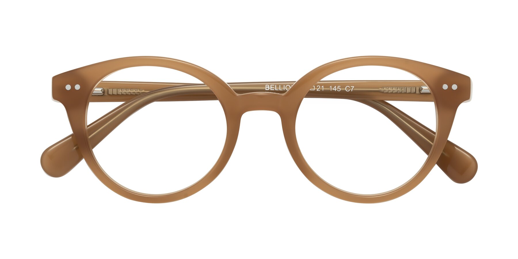 Folded Front of Bellion in Caramel with Clear Eyeglass Lenses