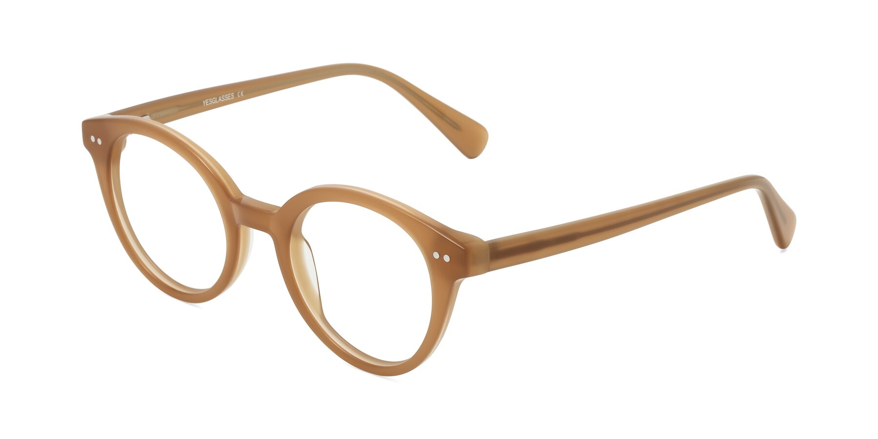 Angle of Bellion in Caramel with Clear Eyeglass Lenses