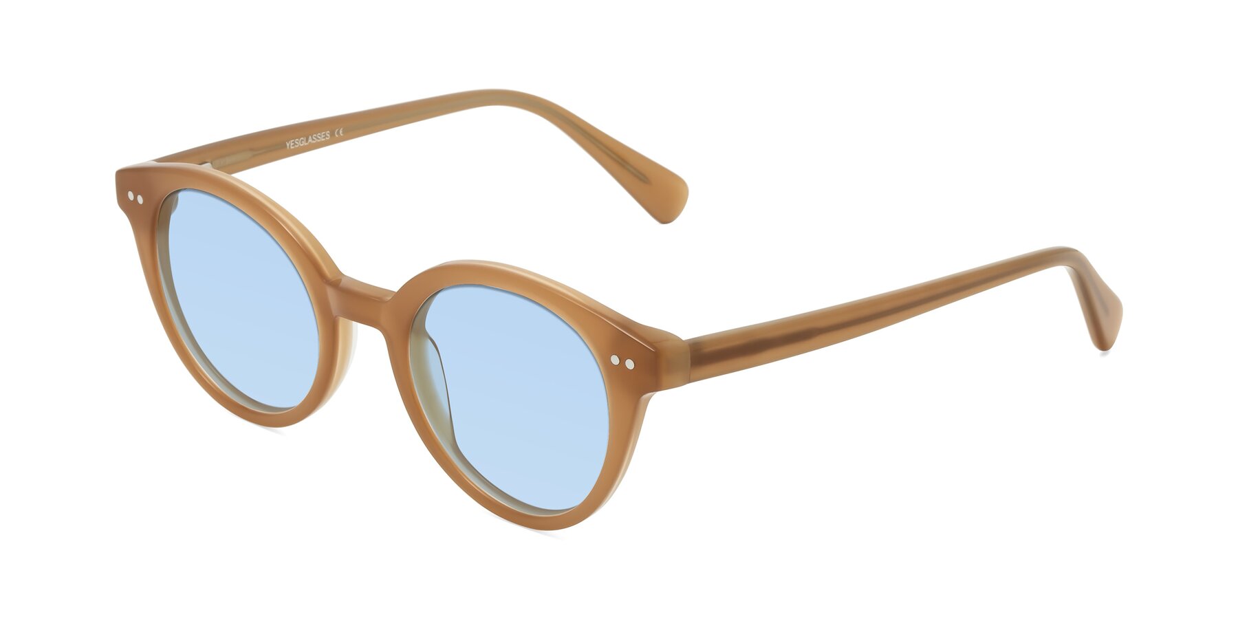 Angle of Bellion in Caramel with Light Blue Tinted Lenses