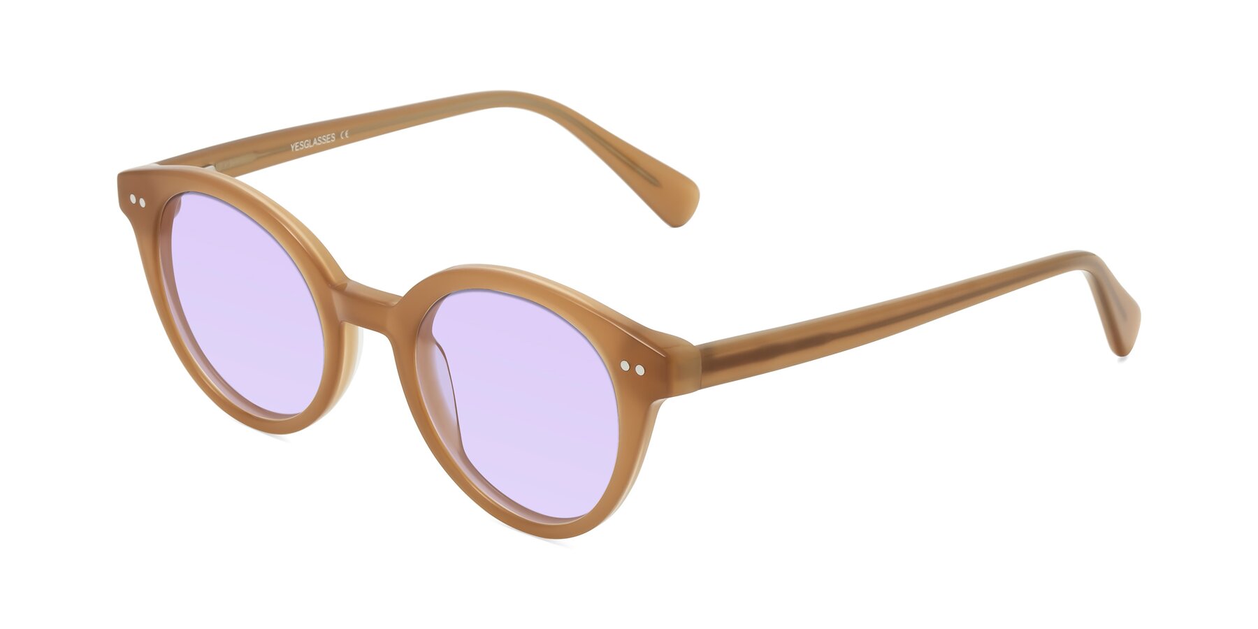 Angle of Bellion in Caramel with Light Purple Tinted Lenses